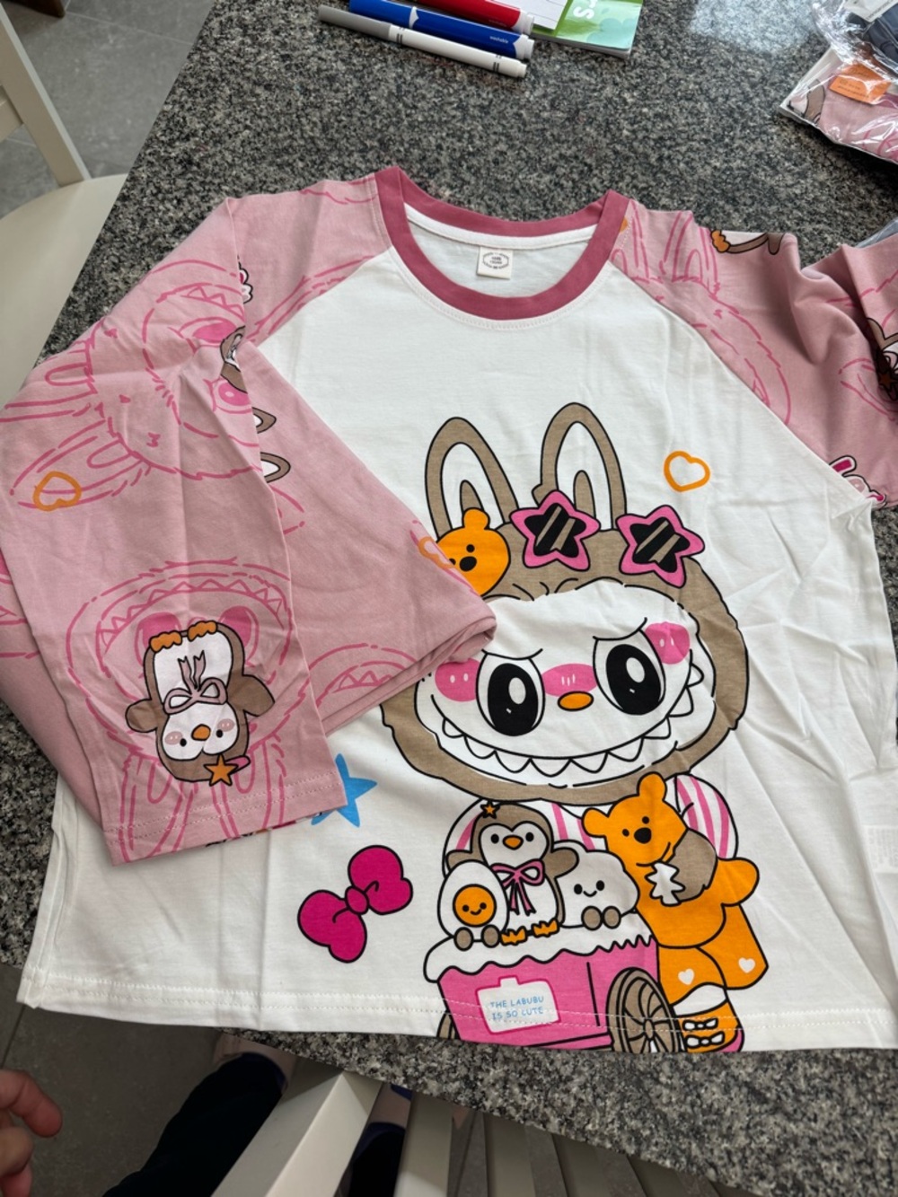 Girls Pink & White Cartoon PJ set